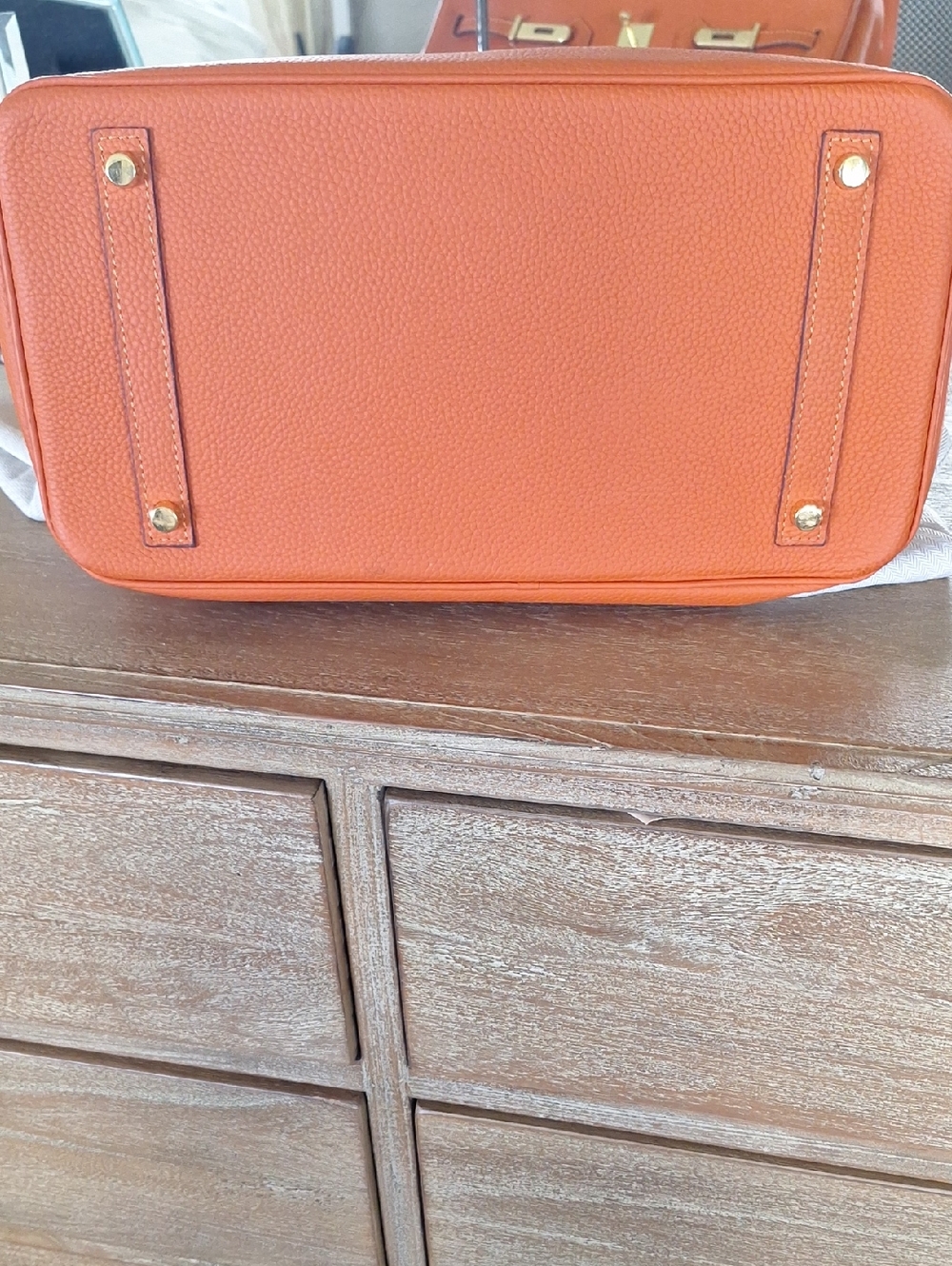 Orange Togo Leather Top-Handle Tote - Picture 2 of 7